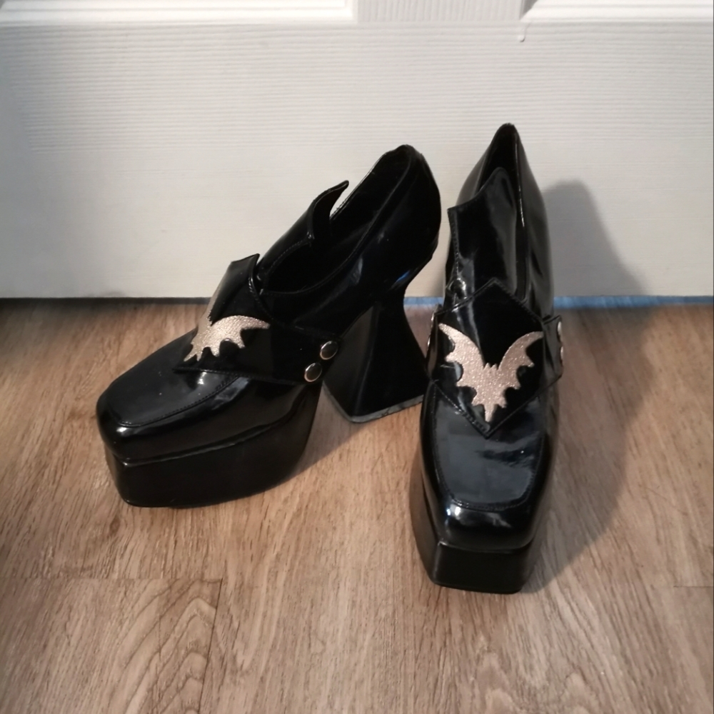 Demonia witch coffin vinyl platform shoes